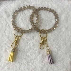 Set of 2 Elegant Crystal Beaded Key Chains with tassels for Women